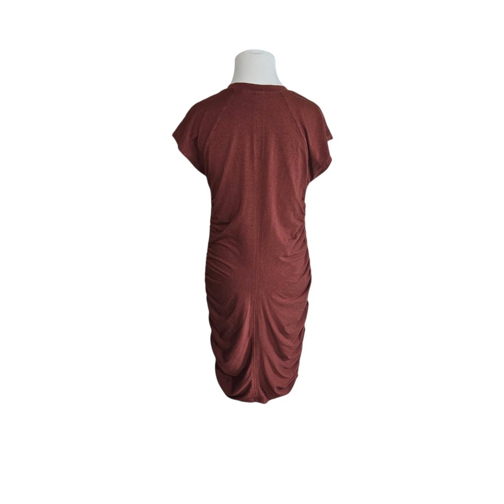 Athleta Presidio Ruched Dress Mahogany Brown Cotton Stretch Medium Summer - Picture 3 of 7